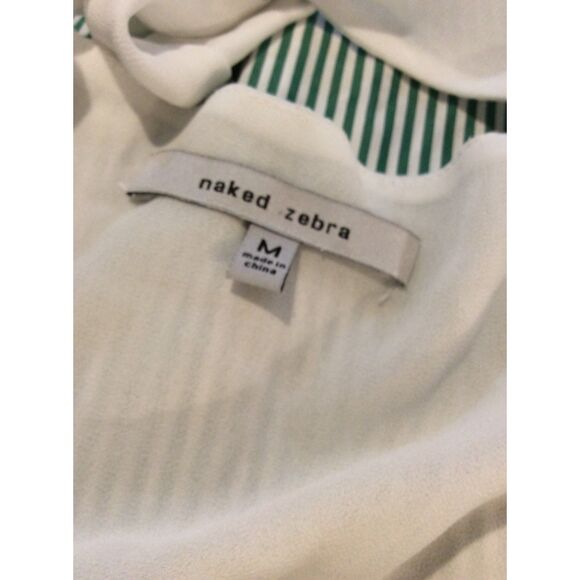 Naked Zebra White Romantic Ruffled Low tie Back Top Medium M - Picture 3 of 5